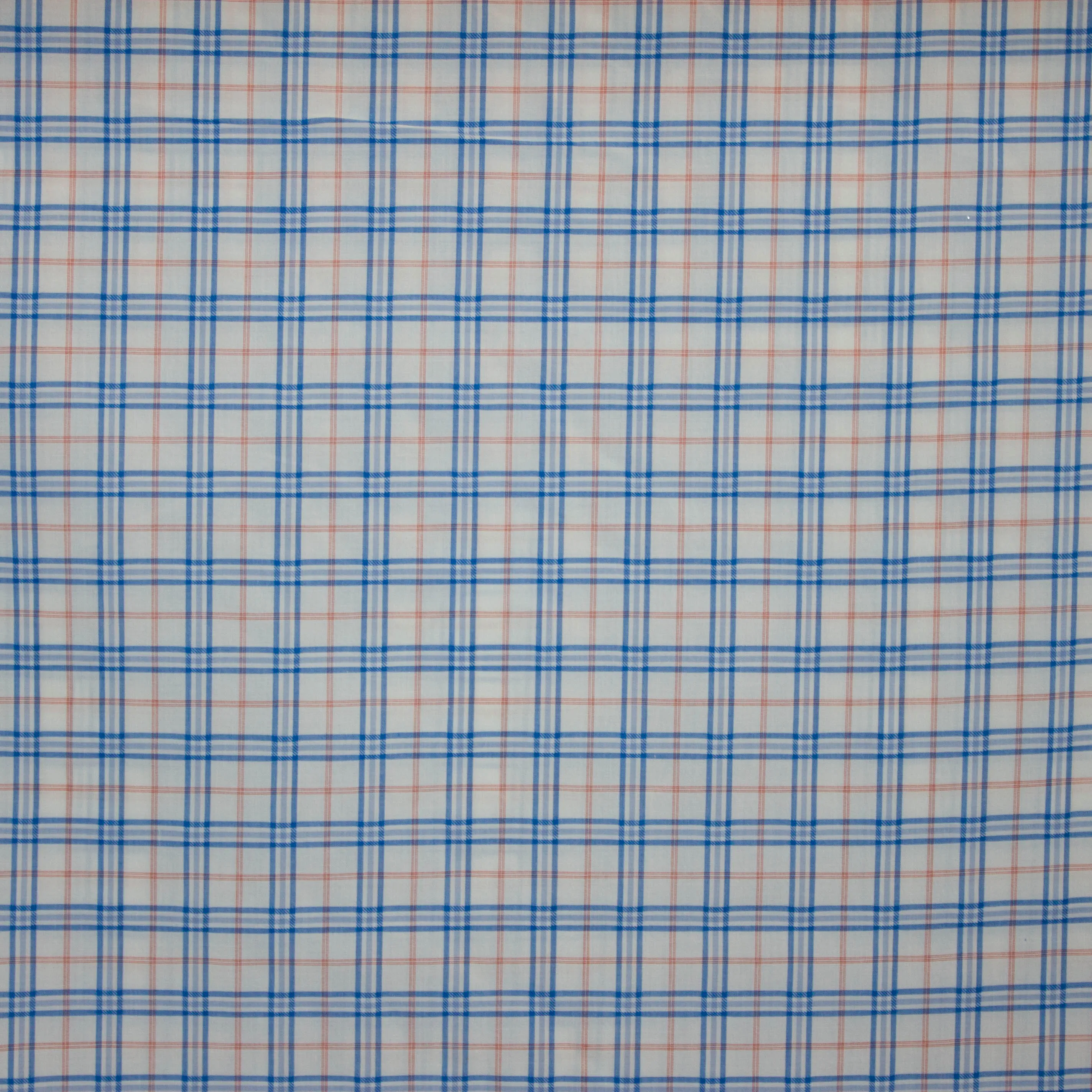 Katoen wit met blauwe en rode ruiten